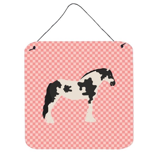 Micasa Cyldesdale Horse Pink Check Wall or Door Hanging Prints6 x 6 in. MI627851